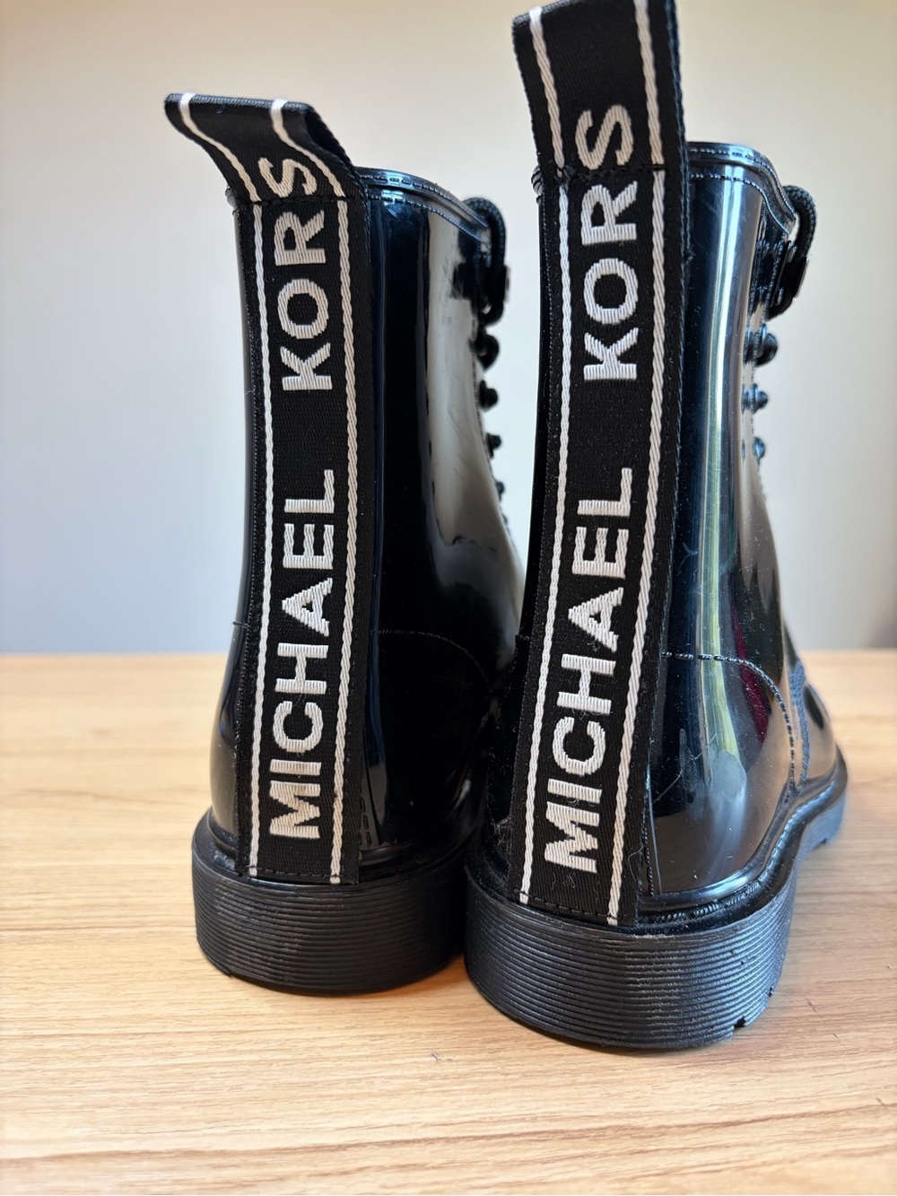Michael Kors Black Patent Lace-Up Boots US 7 Women’s